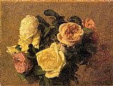 Henri Fantin-latour Canvas Paintings - Roses XIII